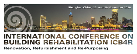 The International Conference and Symposium on Building Repair (ICB4R), Shanghai, China, 25.–26. November 2026, EARLY BIRD Admission for Mortar Manufacturers